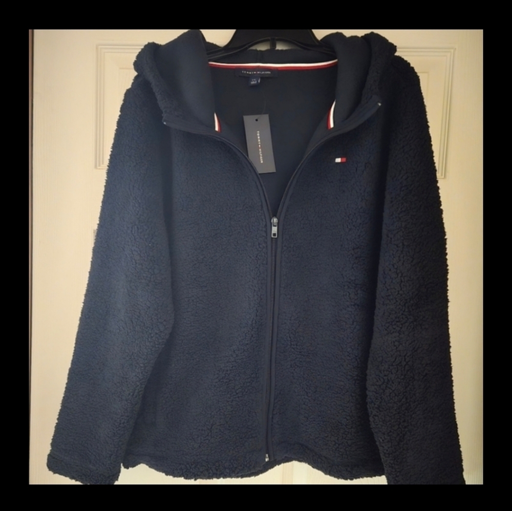 Tommy Hilfiger Dark Blue Sherpa Jacket - Picture 2 of 3